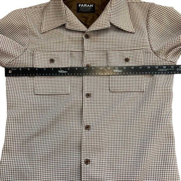 FARAH Womens Medium Brown Houndstooth Collared Jacket - Picture 6 of 7